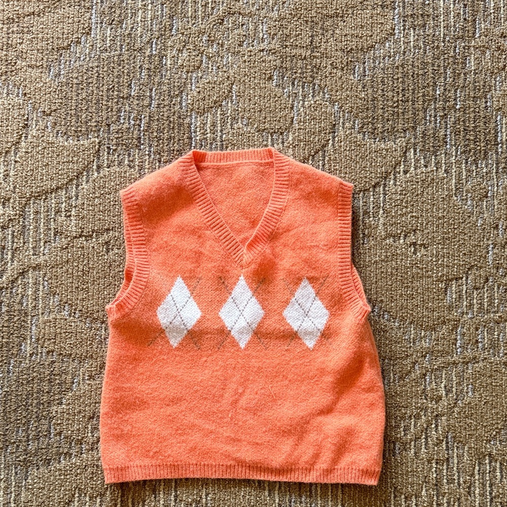 Orange Argyle Sweater Vest